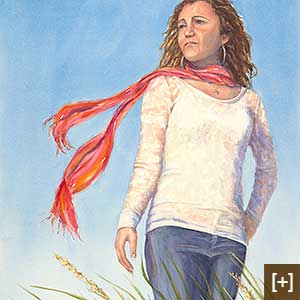 Braving the Wind - Watercolor on paper