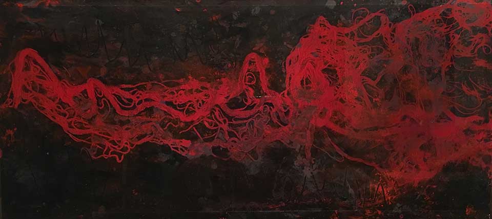 Night Cries, Pamela Alderman, Multi media, 10 x 20 inches, 2017