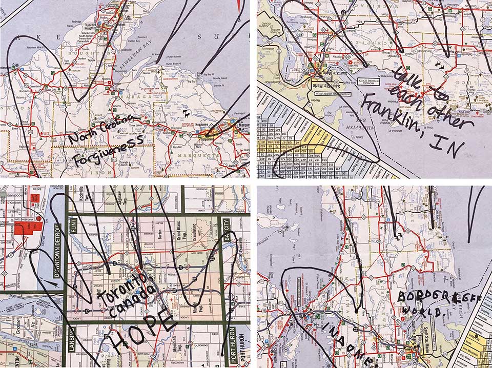 Collage of Open Hands hand trace drawings