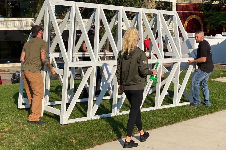 Setup day for the Voices Project at Veterans Memorial Park in Grand Rapids, Michigan